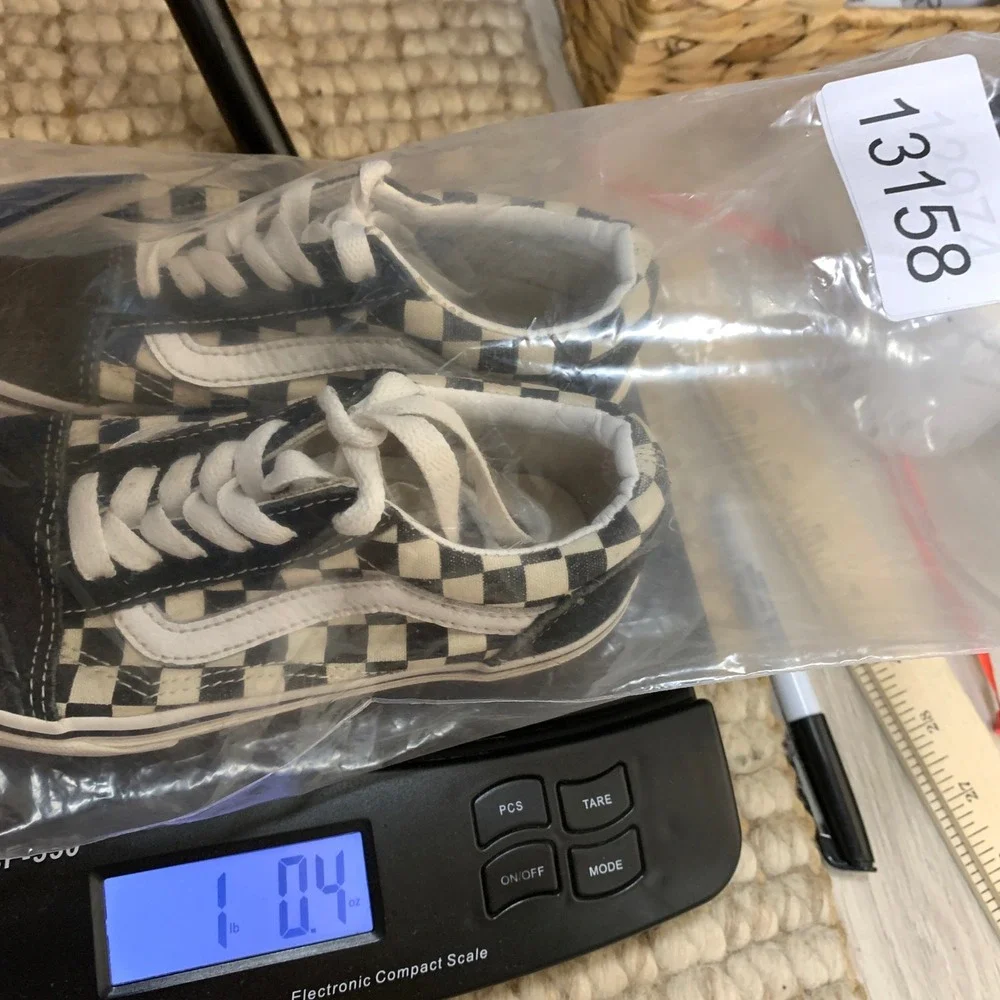 Vans Old Skool Kids Size 12.5 Black White Checkerboard Low Top Sneaker Skater‎